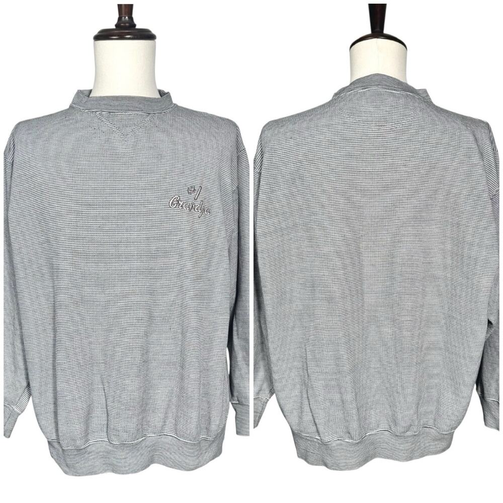 Luna Pier | Men | Vtg #1 Grandpa Pique Stripe Knit Pullover Sweatshirt | Large